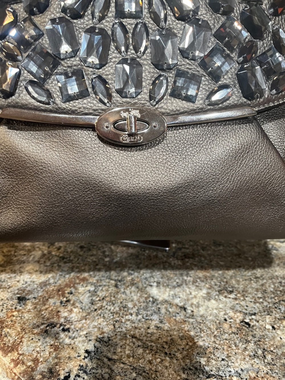 COACH MADISON JEWELED LEATHER SHOULDER FLAP /BRONZE - Picture 4 of 13